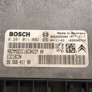 9656841180 0281011802 CENTRALINA MOTORE BOSCH ECU CITROEN XSARA PICASSO 1.6 HDI - SPEDIZIONE INCLUSA -